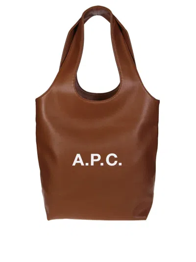 Apc Brown Small Tote With Cut-out Handle