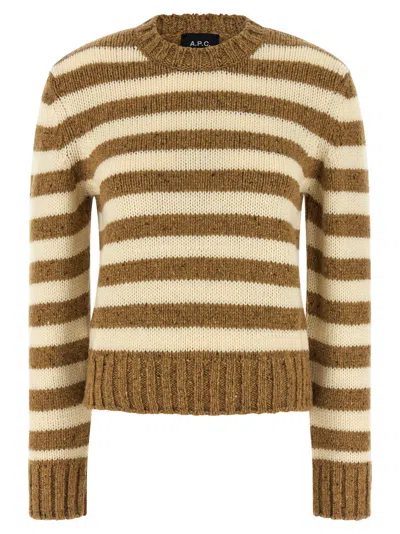 A.p.c. A. P.c. Women Brown Striped Sweater, L Luxury Sweaters & Knitwear For Women Darveys