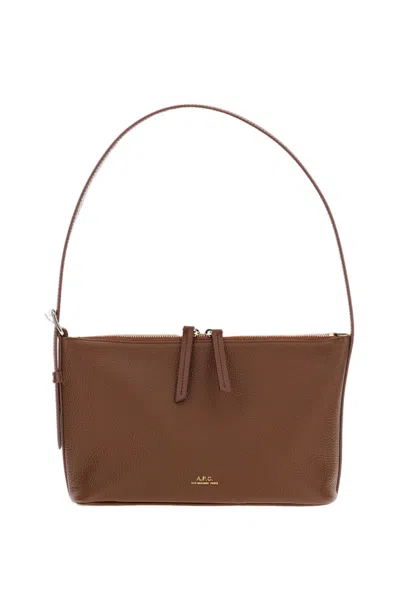 A.p.c. Brown Vera Grained Leather Shoulder Bag