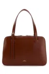 Apc A.p.c. Structured Shoulder Bag With Top Zip Closure In Brown