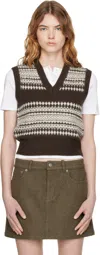 A.p.c. Brown Wool Sweater Vest In Multi
