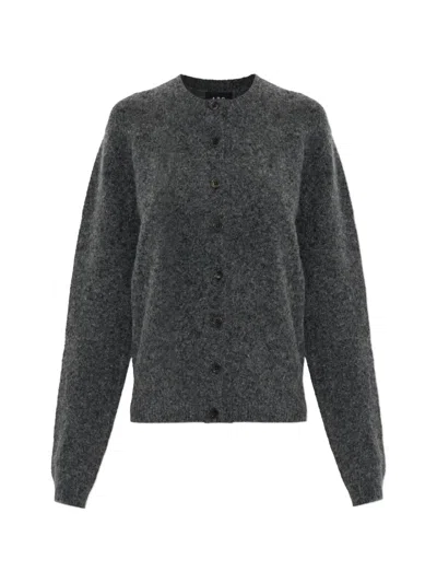 A.p.c. Brushed Button-up Cardigan In Gray