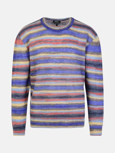 Apc 'bryce' Multicolor Mohair Blend Sweater In Blue