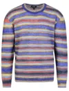 Apc A.p.c. Crewneck Striped Knitted Jumper In Blue