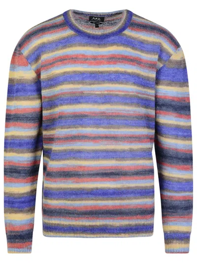 Apc A.p.c. 'bryce' Multicolor Mohair Blend Sweater In Grey