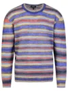 Apc A.p.c. Crewneck Striped Knitted Jumper In Blue
