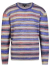 Apc A.p.c. Crewneck Striped Knitted Jumper In Grey