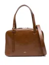 Apc Virginie Brown Shoulder Bag With Removable Shoulder Strap And Front Logo In Leather Woman In Brown