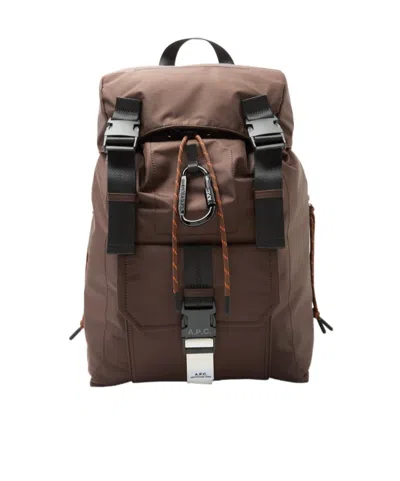 Apc A.p.c. Buckled Foldover Top Trek Backpack In Brown