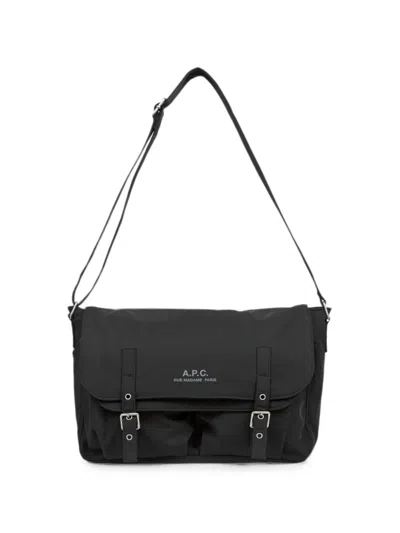 A.p.c. Buckle-fastening Logo-print Messenger Bag In Black