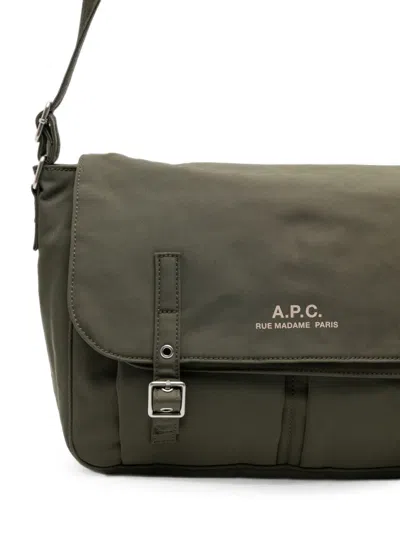 A.p.c. Buckle-fastening Messenger Bag In Green