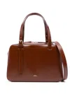 Apc A.p.c. Structured Shoulder Bag With Top Zip Closure In Brown