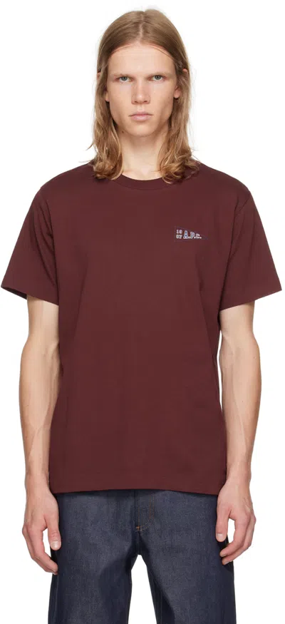 Apc Burgundy Logo-printed T-shirt In Gac Burgundy