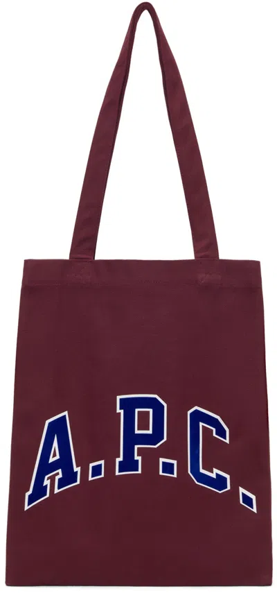 Apc Burgundy Lou University Tote In Red