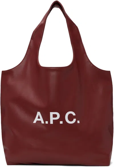 Apc Burgundy Ninon Tote In Gae Vino