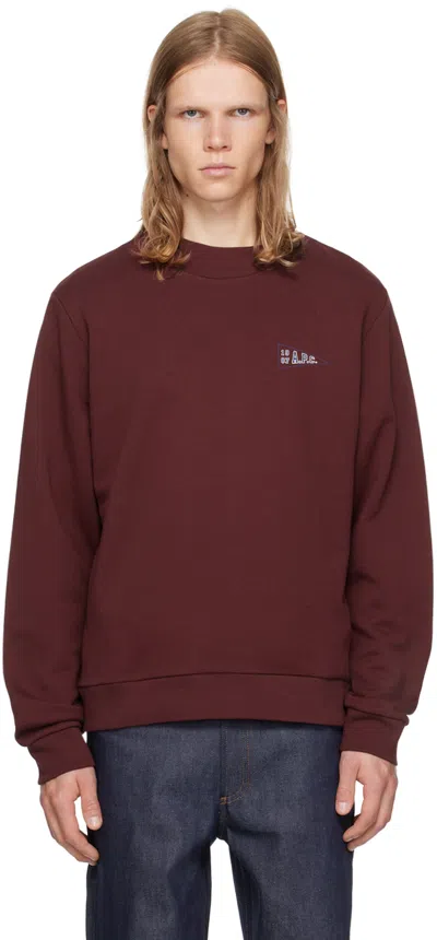 Apc Burgundy Printed-logo Sweatshirt In Gac Burgundy