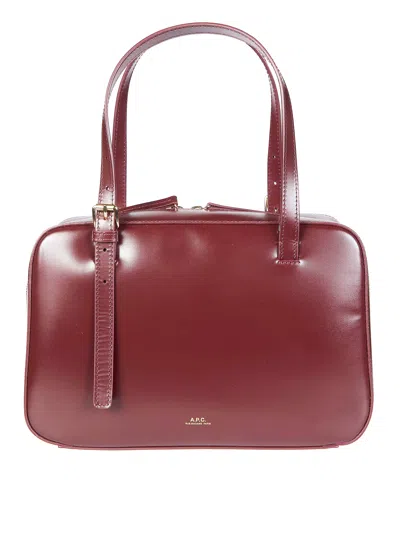 A.p.c. Burgundy Sac Virginie Box Polished Shoulder Bag In Red