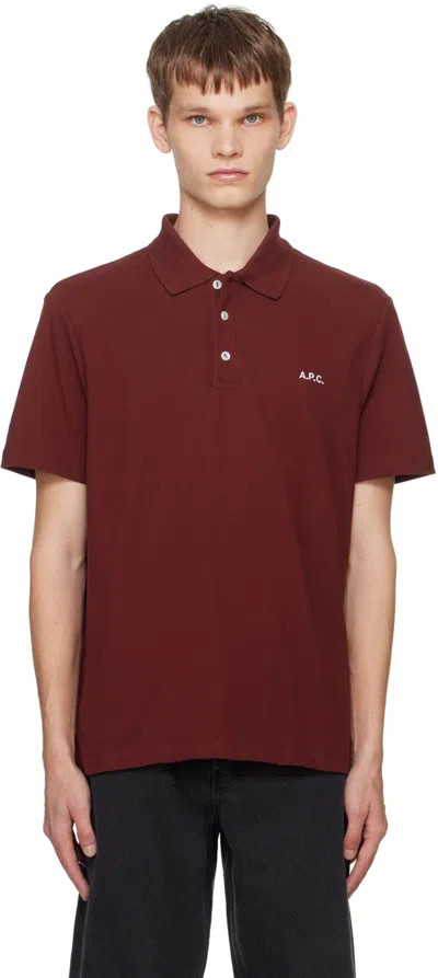 Apc Burgundy Standard Polo In Tgc Bordeau/white