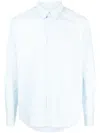 Apc Buttoned Collar Shirt With Curved Hem In Blue