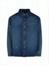 A.p.c. Button-down Denim Shirt With Classic Collar In Blue