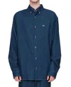 Apc A.p.c. Button-down Denim Shirt With Logo Detail In Blue