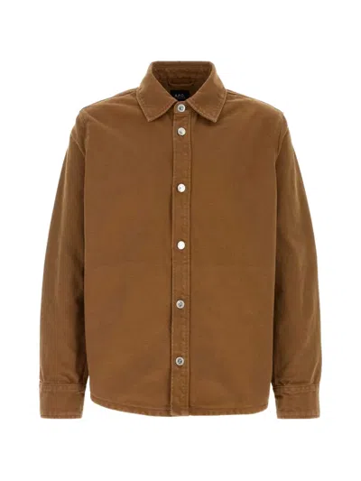 Apc Button Down Jacket In Brown