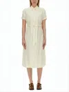Apc Button-down Midi Dress With Classic Collar In White