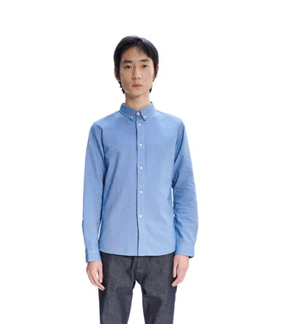 Apc Button-down Shirt In Iak - Navy