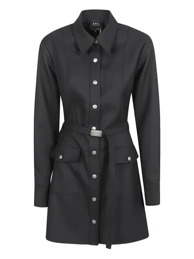 Apc Button-fastening Belted Coat In Black