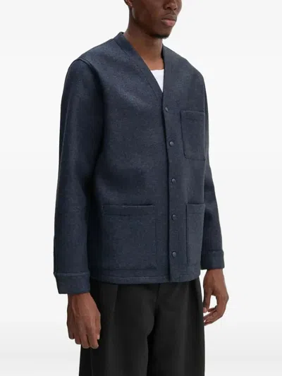 Apc Button-fastening Patch-pocket Jacket In Blue