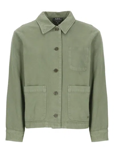 Apc Button-fastening Patch-pocket Shirt In Green