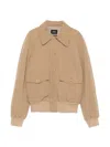 Apc Button-front Collared Bomber Jacket In Brown