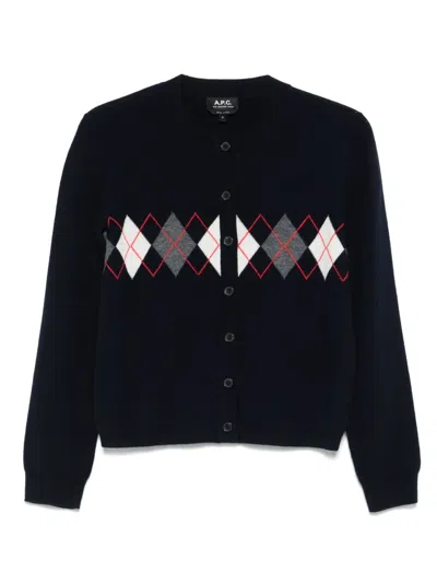 Apc Button-up Cardigan In Blue