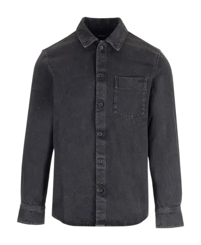 Apc Button-up Cotton Shirt In Black