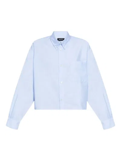A.p.c. Boyfriend Shirt In Cotton Stripes In Blue