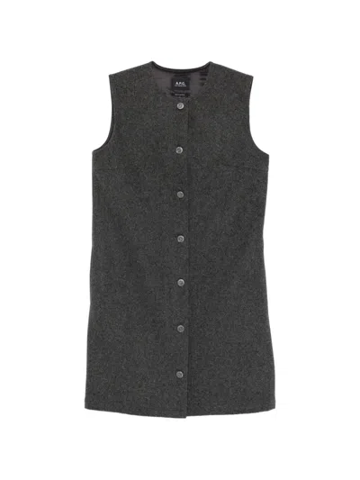 Apc Button-up Dress In Gray