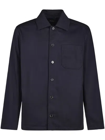 Apc A.p.c. Button-up Jacket With Structured Collar And Chest Pocket In Black