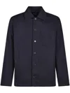 Apc A.p.c. Button-up Jacket With Structured Collar And Chest Pocket In Blue