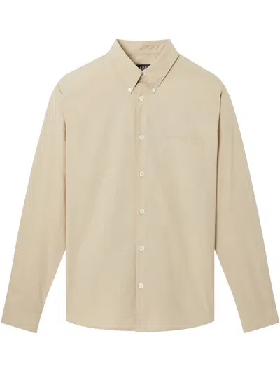 Apc Button-up Shirt In Neutrals