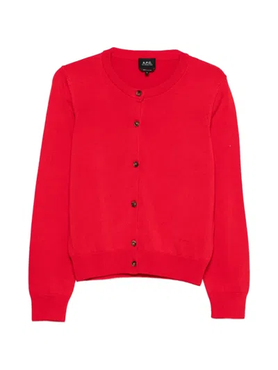 Apc Buttoned Cardigan In Red