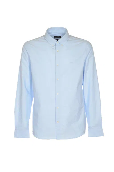 Apc A.p.c. Linen Cassel Shirt For In Light Blue