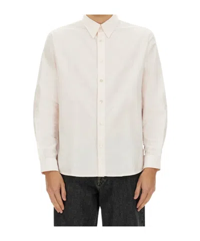 Apc A.p.c. Buttoned Long-sleeved Shirt In White