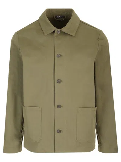Apc A.p.c. Buttoned Oversized Shirt In Green