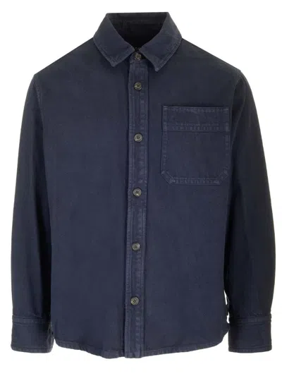 Apc A.p.c. Buttoned Oversized Shirt In Iak - Dark Navy Blue