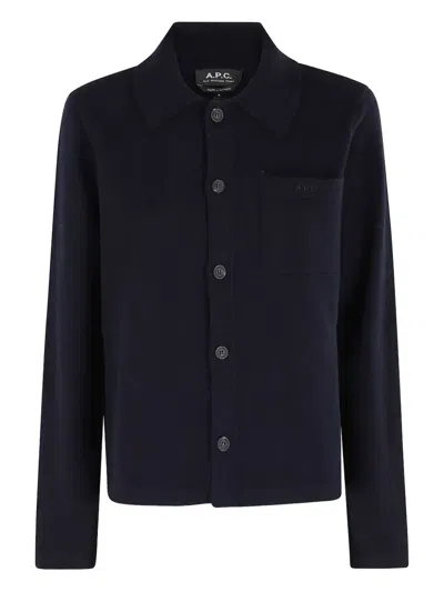 Apc Buttoned Pocket Cardigan In Black