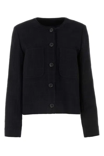 Apc A.p.c. Buttoned Tweed Coat In Black
