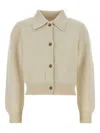 Apc Wool Cardigan With Collared Design And Ribbed Cuffs In Neutral