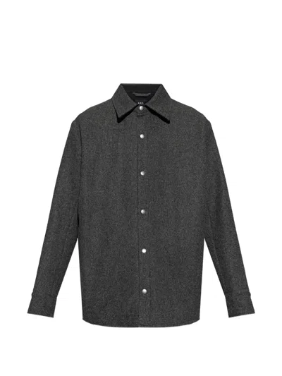 Apc Buttoned Wool Shirt In Gray