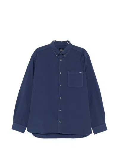 A.p.c. A. P.c. Button-fastening Pocket Shirt In Blue