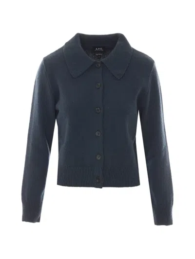 A.p.c. Marie Collar Cardigan In Blue